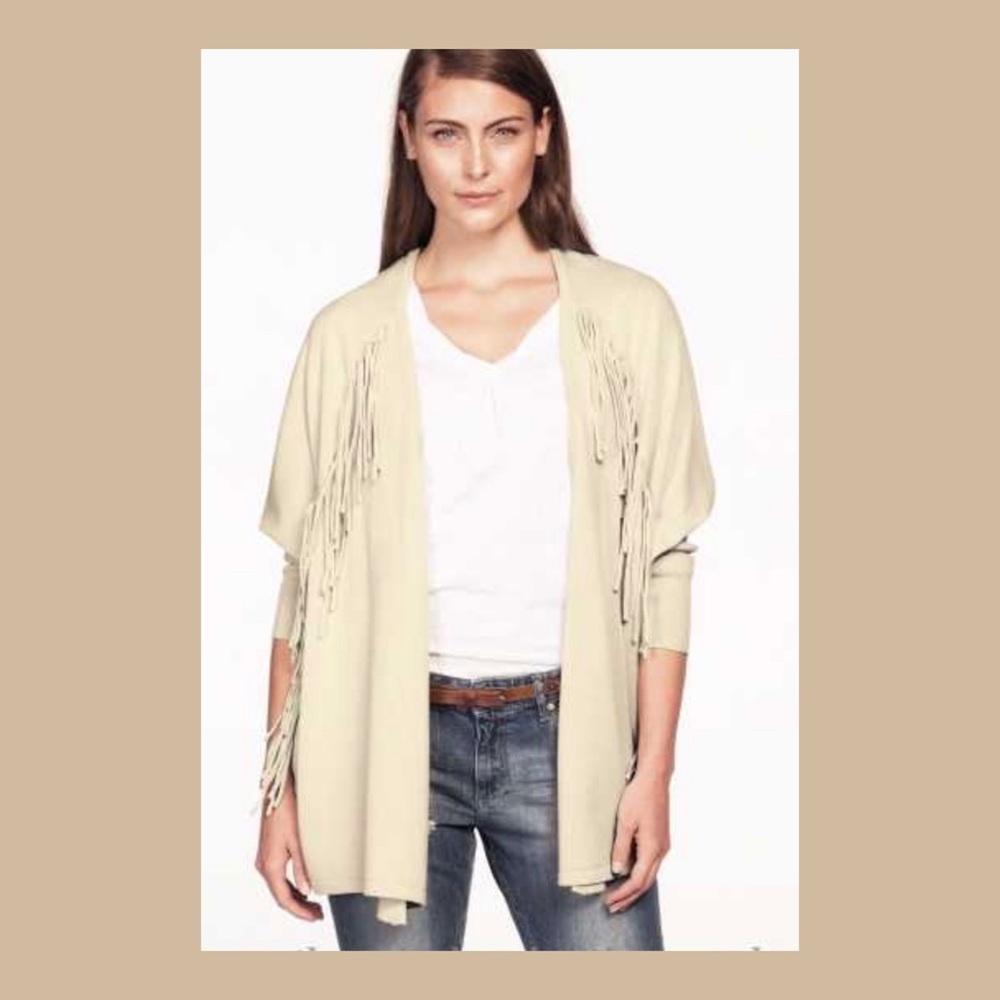 Ellos Fringe Open Front Cardigan